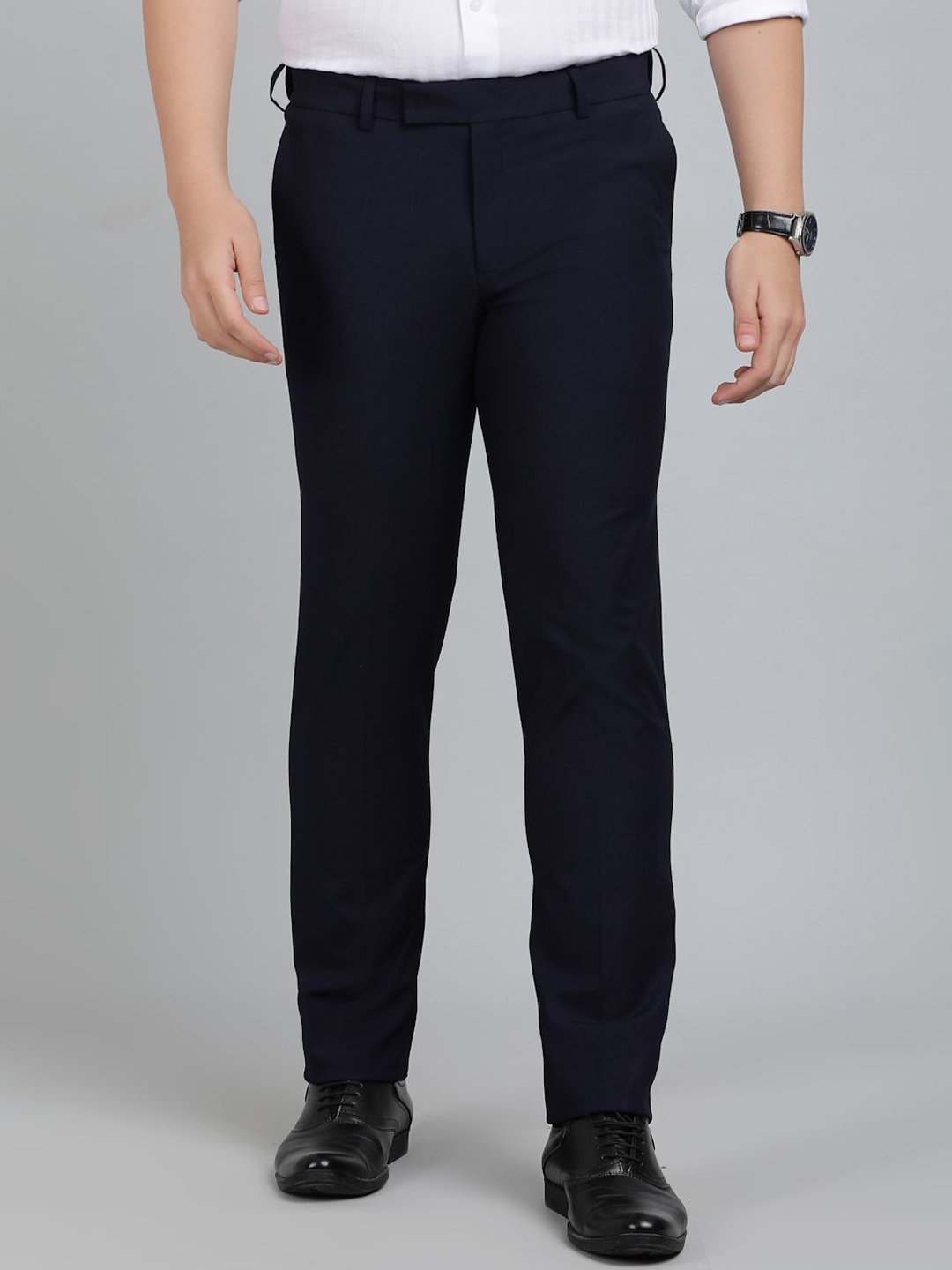 

METAL Men Slim Fit Formal Trousers, Navy blue