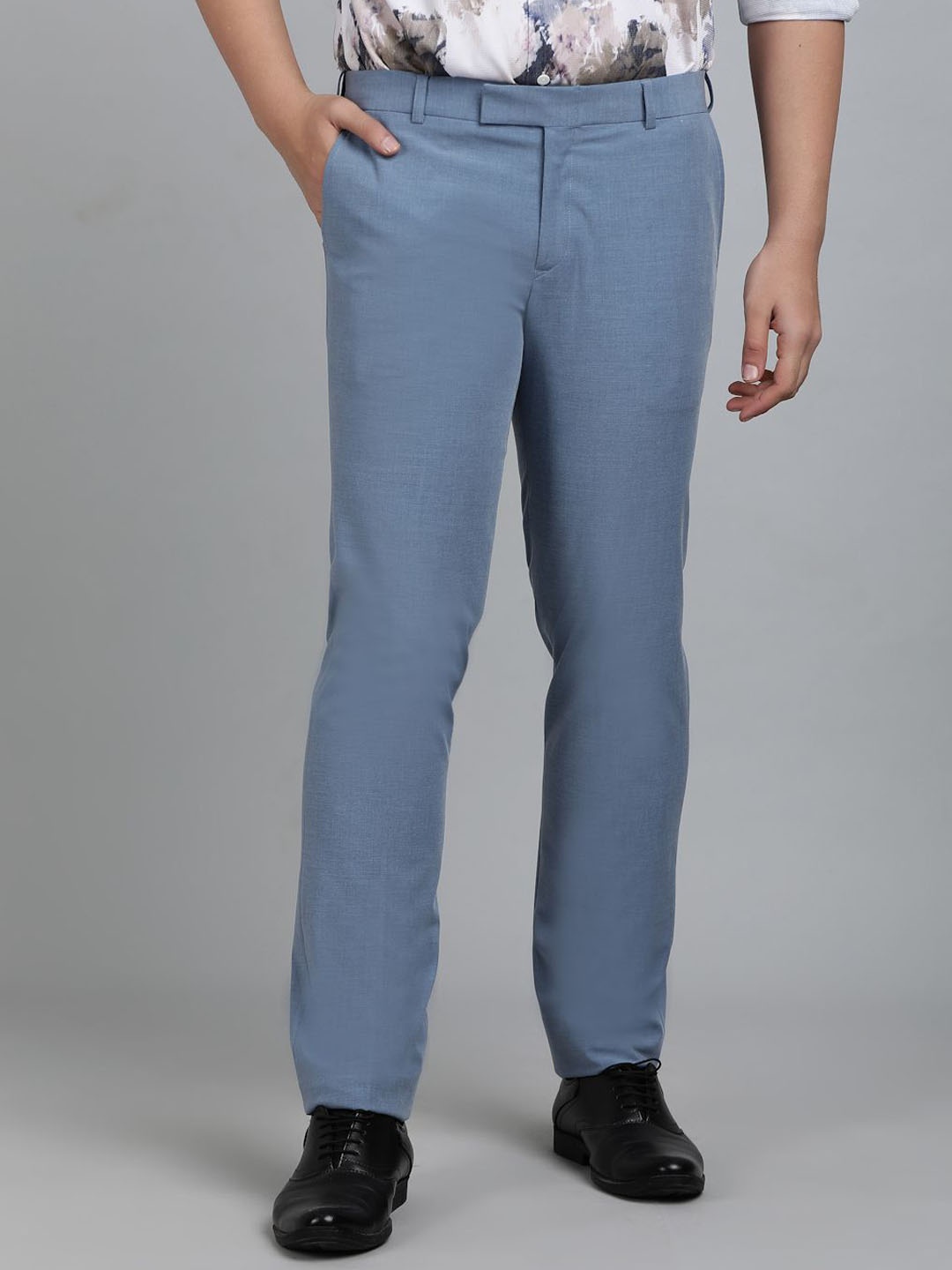 

METAL Men Slim Fit Formal Trousers, Blue