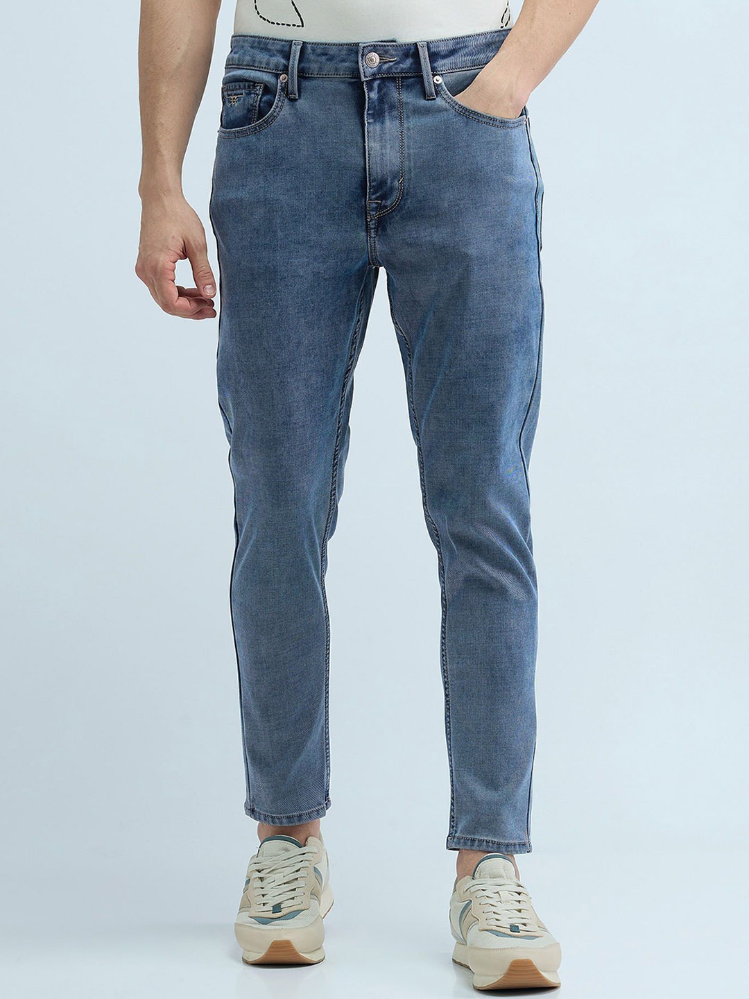 

Flying Machine Men Mankle Tapered Fit Stretchable Jeans, Blue