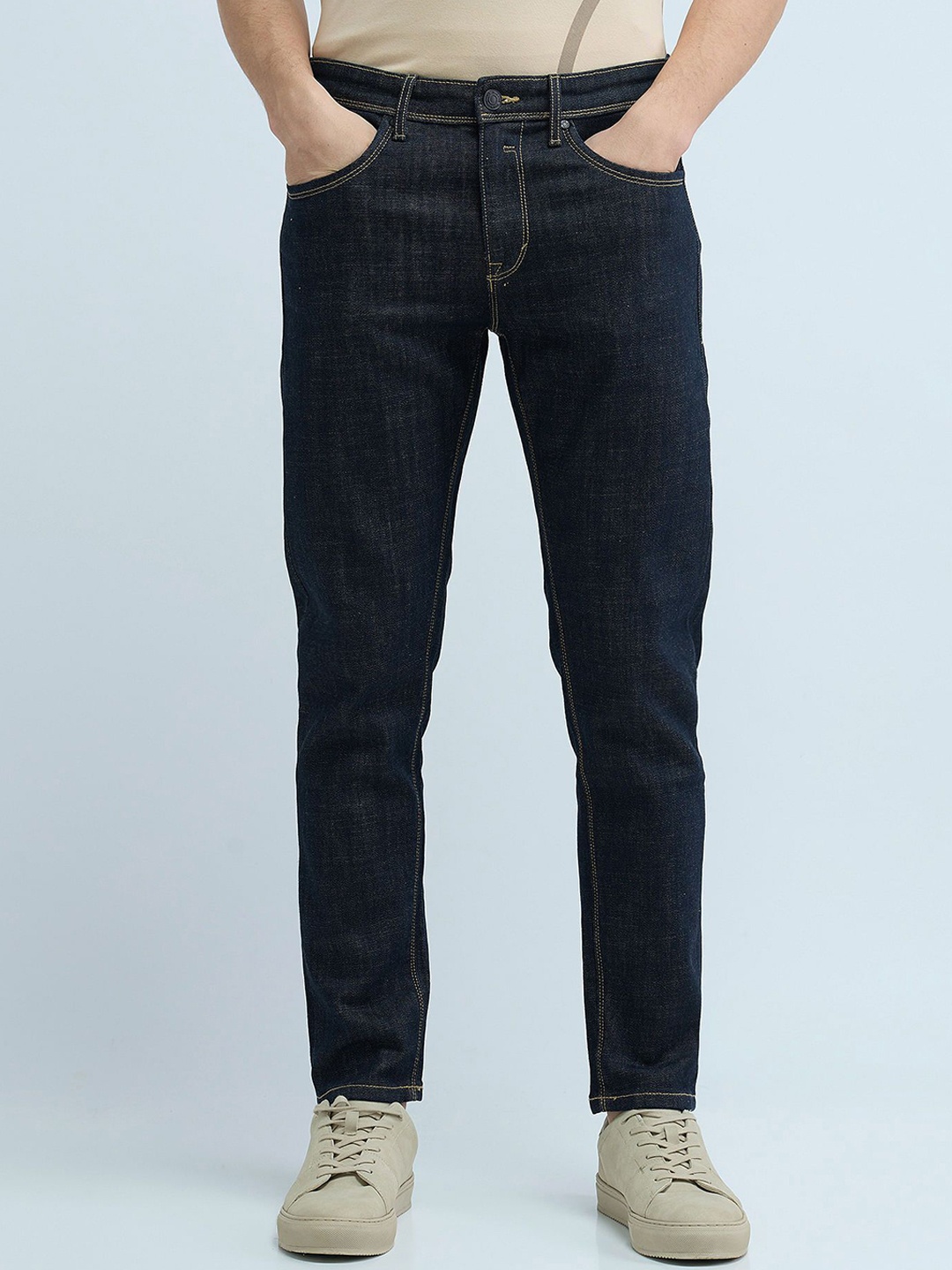 

Flying Machine Men Tapered Fit Mid-Rise Cotton Stretchable Jeans, Blue