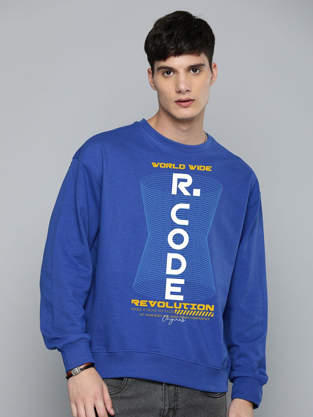 

R.Code by The Roadster Life Co. Men Printed Pullover Sweatshirt, Blue