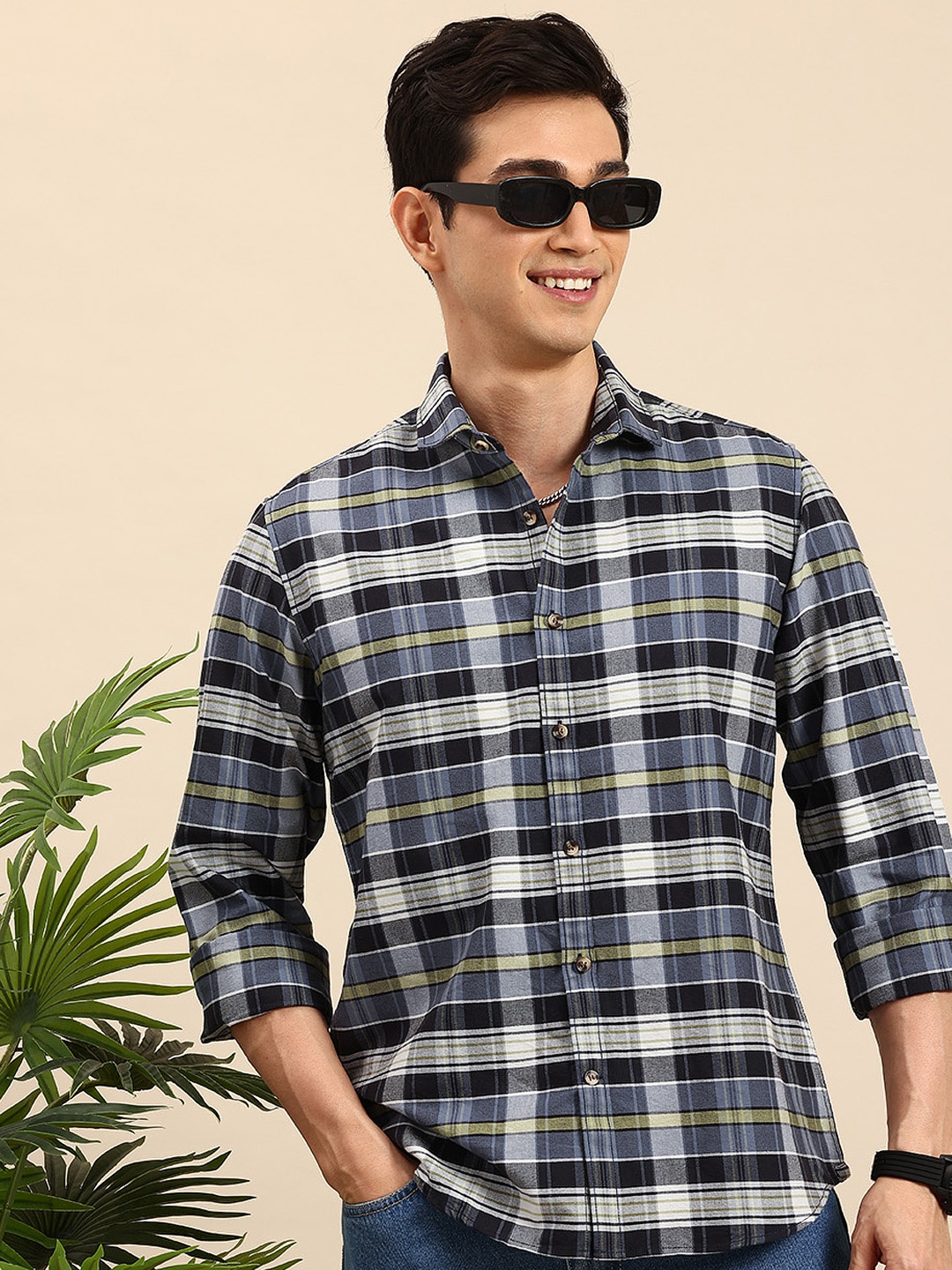 

Mast & Harbour Checked Pure Cotton Casual Shirt, Grey