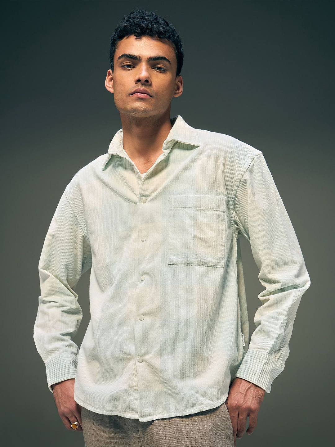 

Flying Machine Men Spread Collar Textured Cotton Casual Shirt, White