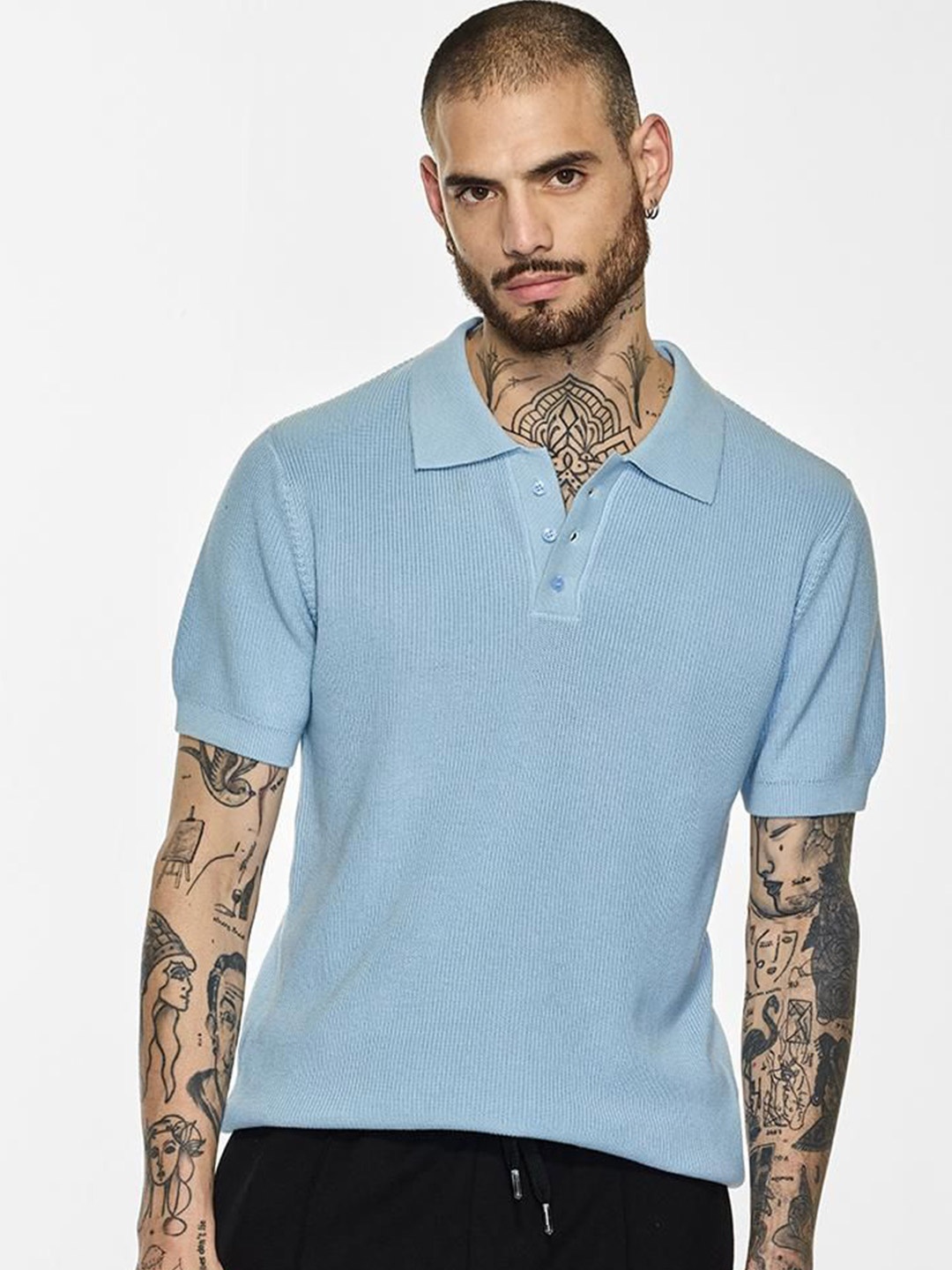 

Snitch Men Solid Polo Collar Cotton T-shirt, Blue