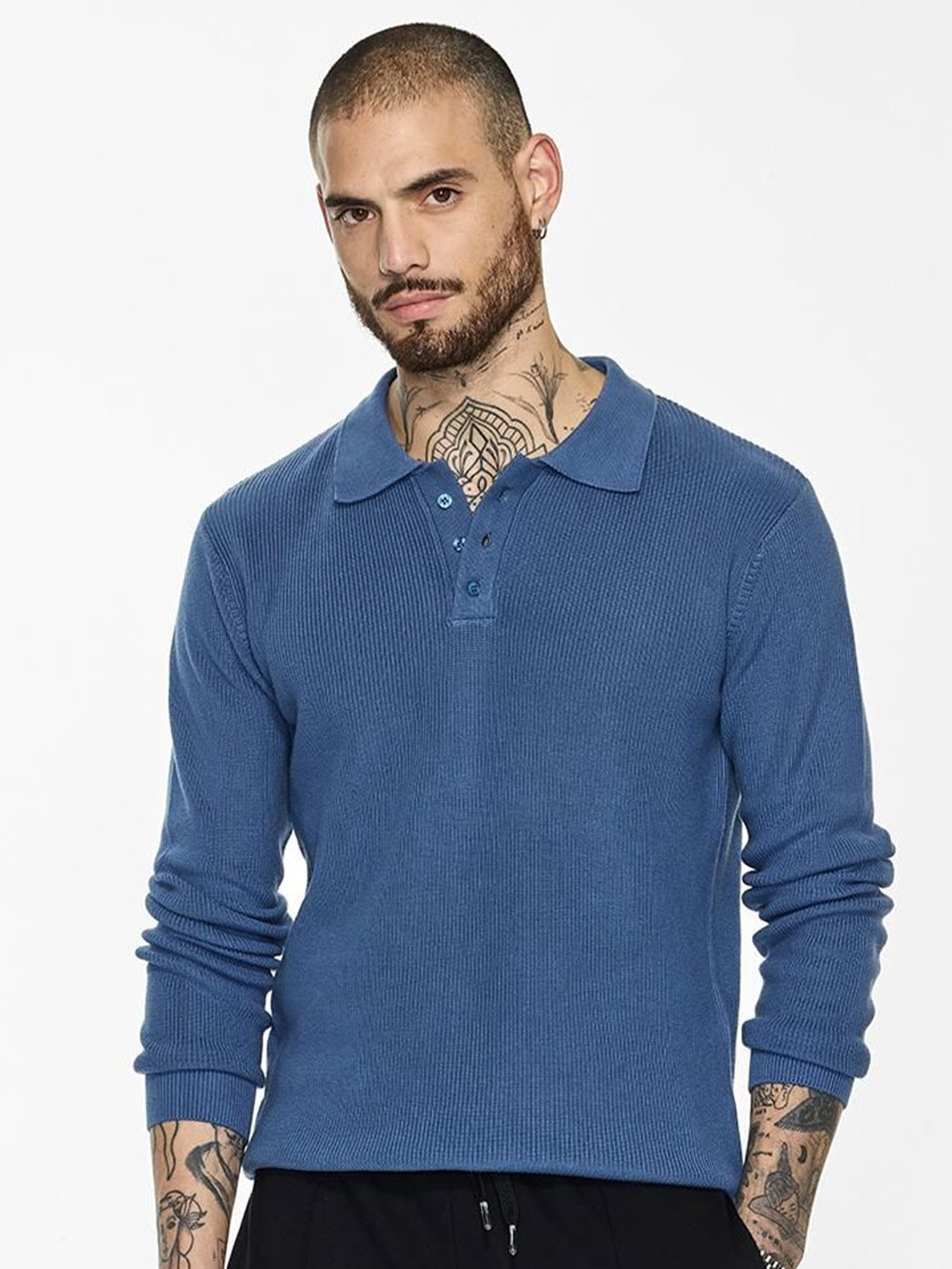 

Snitch Men Solid Shirt Collar Cotton Sweatshirt, Teal
