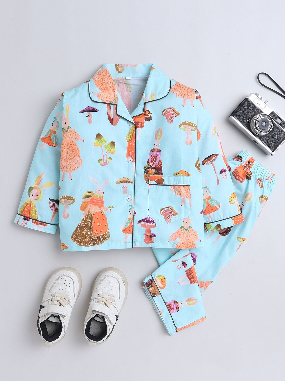 

The Magic Wand Boys Graphic Printed Pure Cotton Night suit, Blue