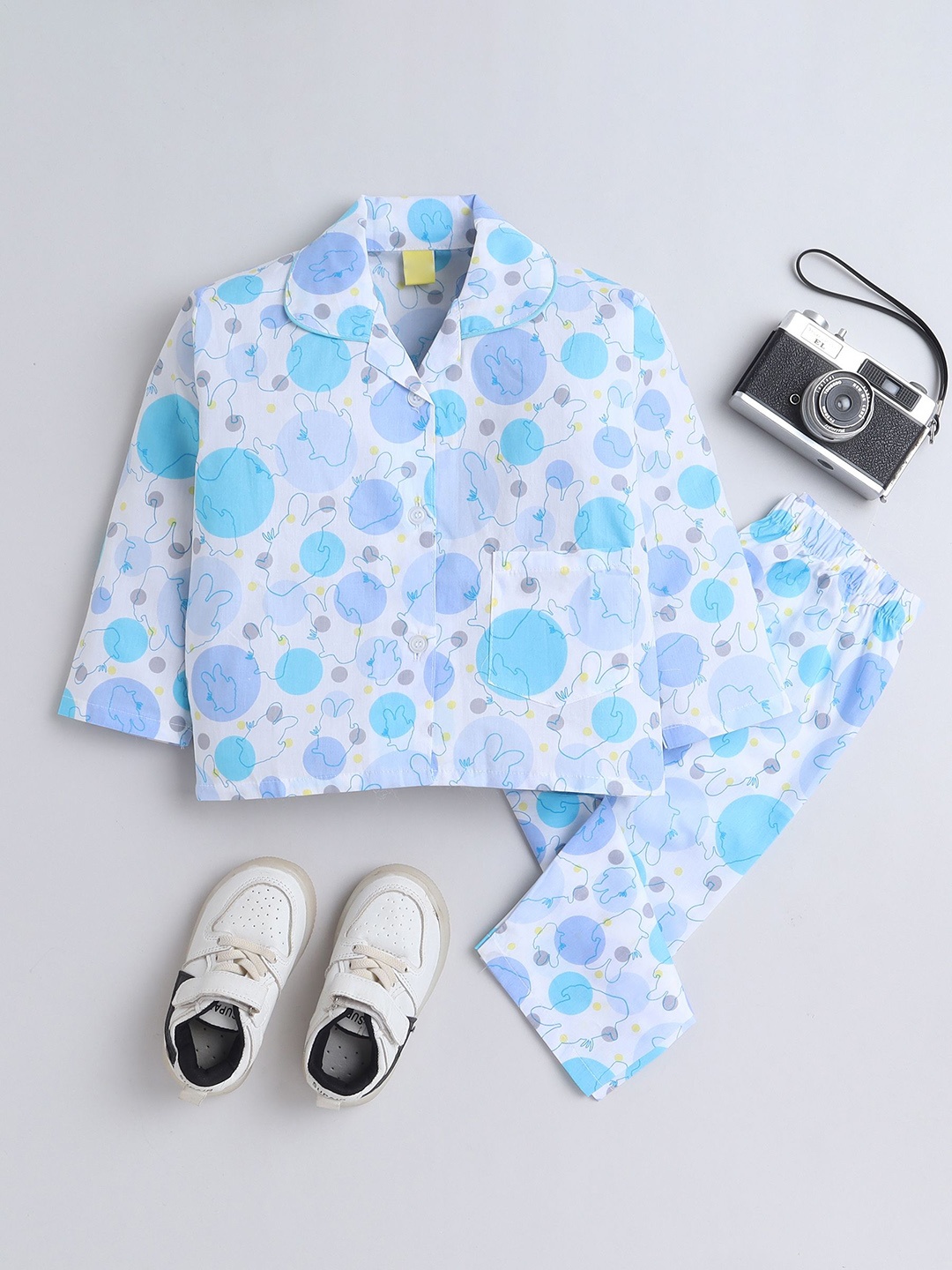 

The Magic Wand Boys Graphic Printed Pure CottonNight suit, White