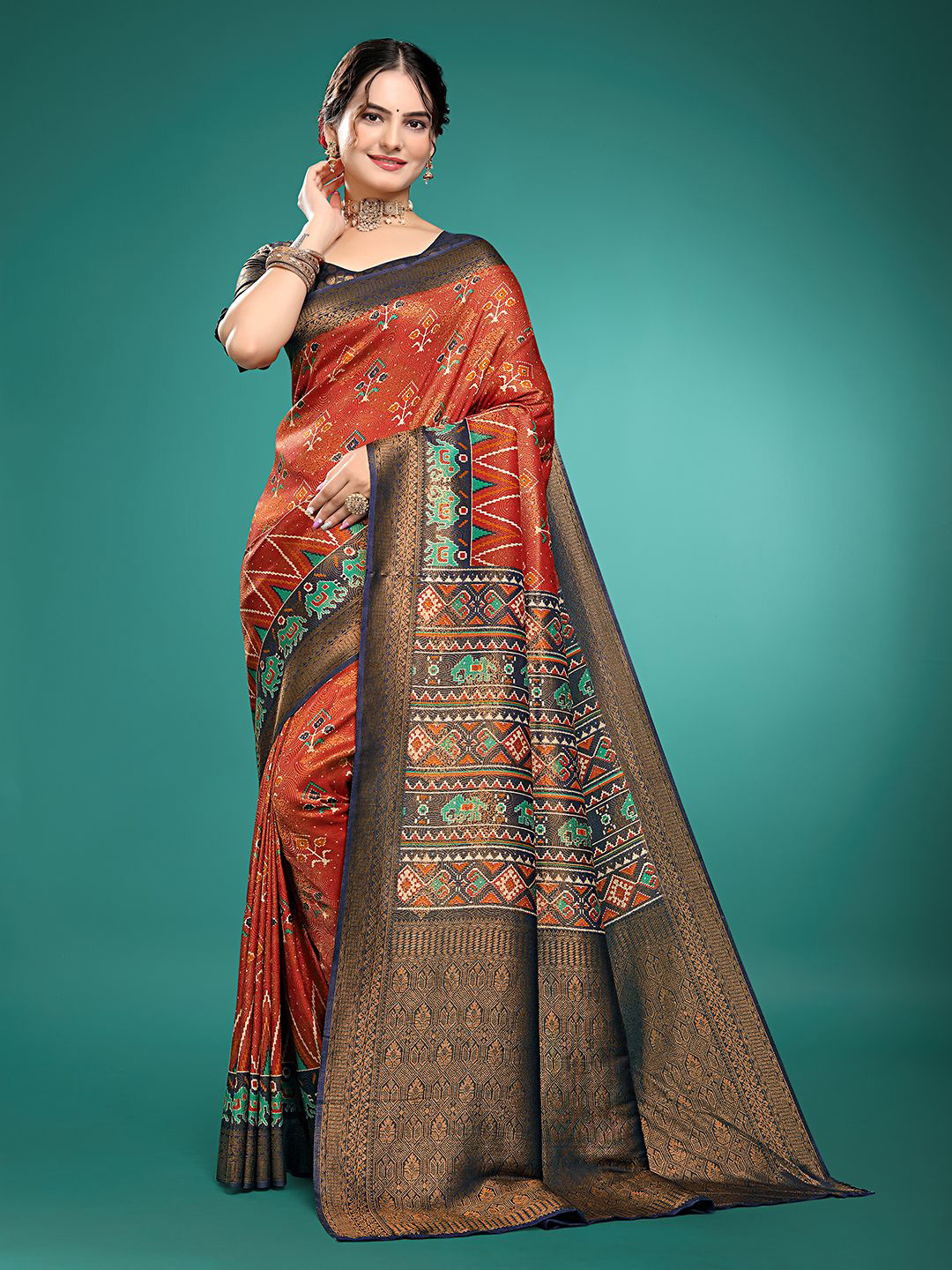 

Aagiri WomenWoven Design Zari Pure Silk Banarasi Saree, Red