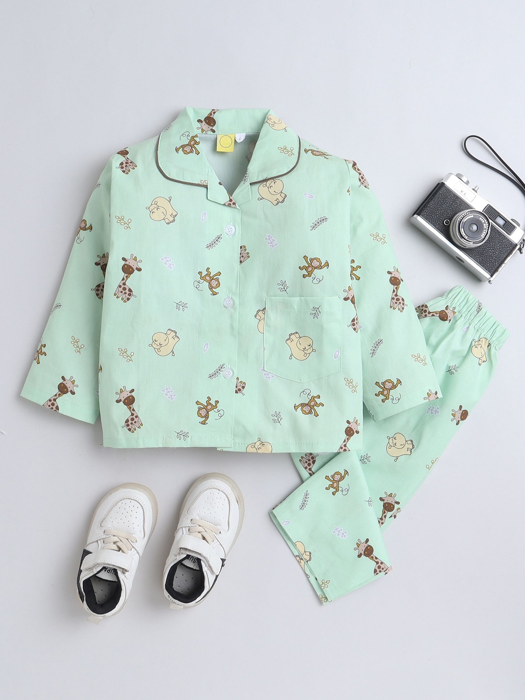 

The Magic Wand Boys GraphicPrinted Pure Cotton Night suit, Green