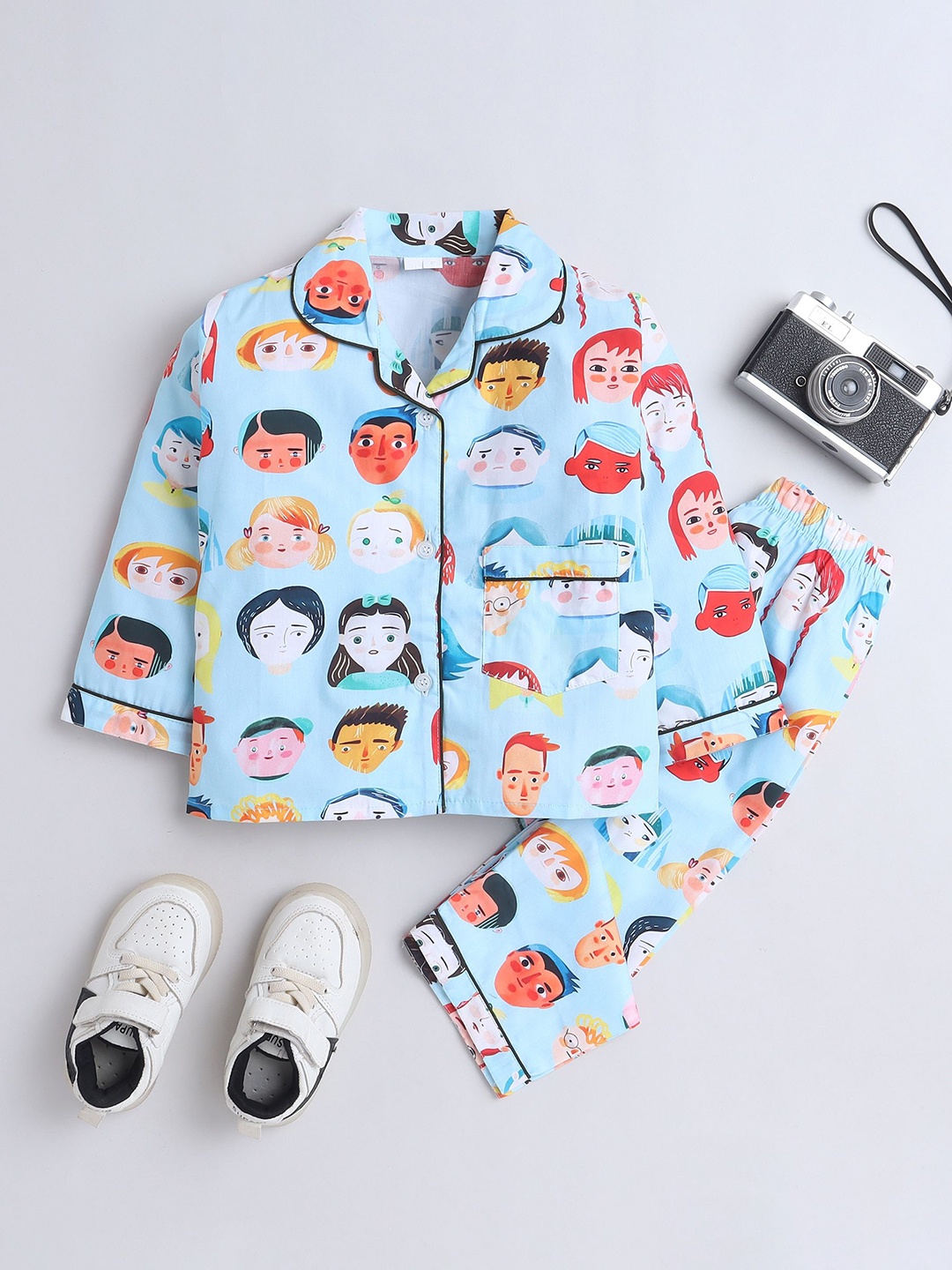 

The Magic Wand Boys Printed Pure Cotton Night suit, Blue