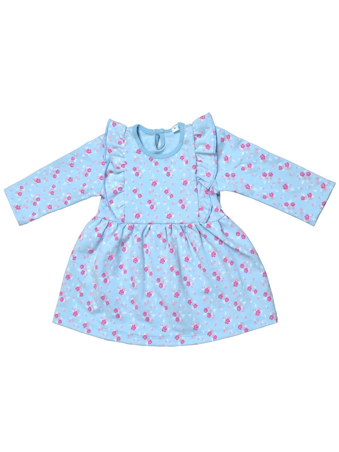 

BAESD Girls Floral Printed Ruffled Cotton A-Line Dress, Blue