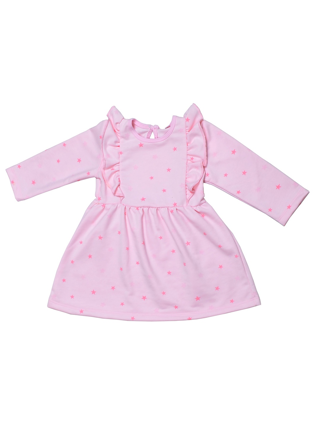 

BAESD Girls Printed Ruffled Cotton A-Line Dress, Pink