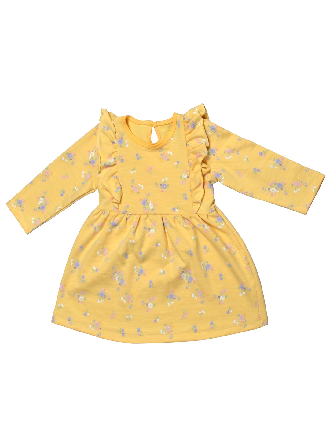 

BAESD Girls Floral Printed Ruffled Cotton A-Line Dress, Yellow