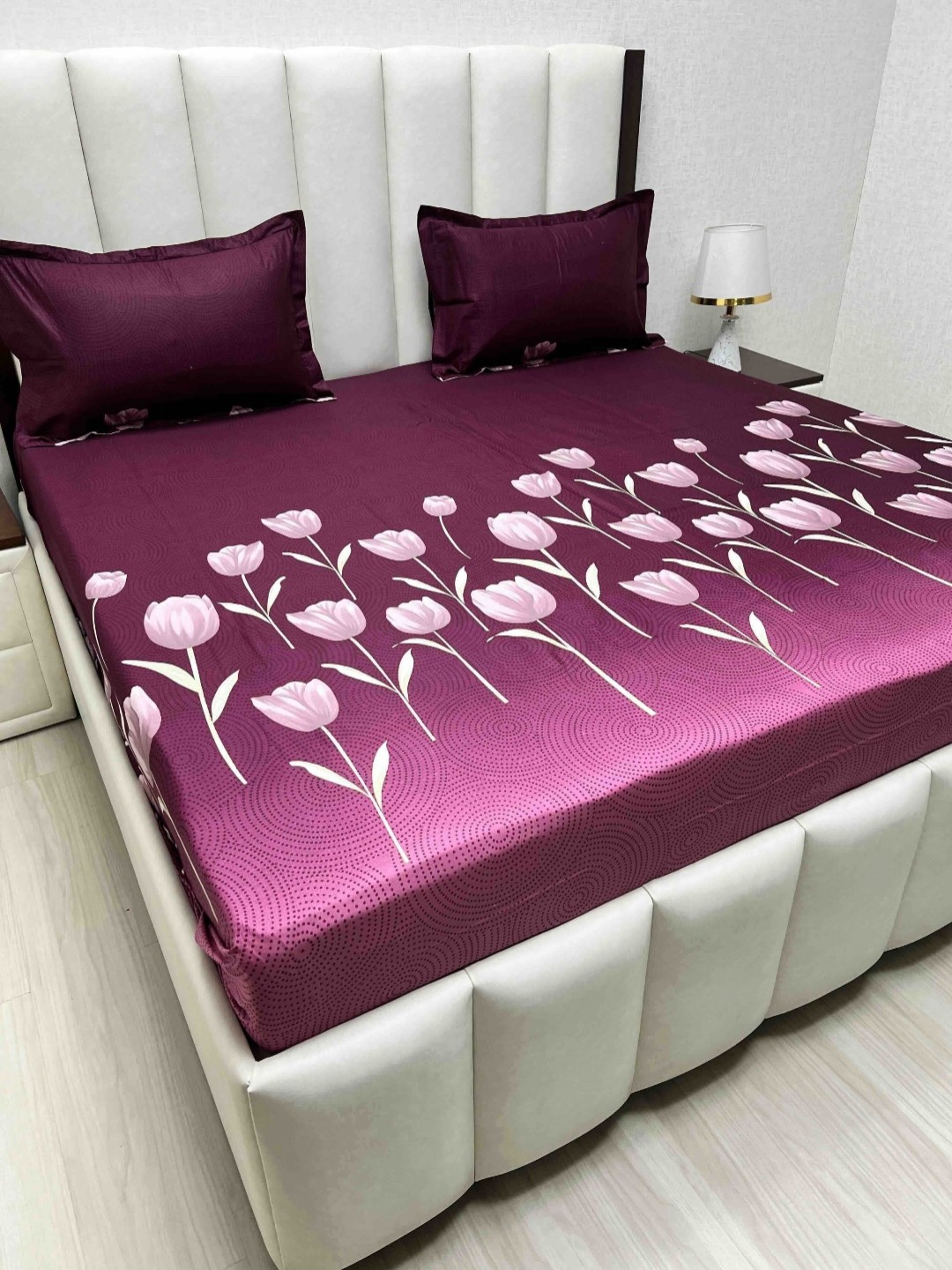 

Pure Decor Velar Sib Purple Floral Printed Cotton 330 TC King Bedsheet Set 2.74 x 2.74 m
