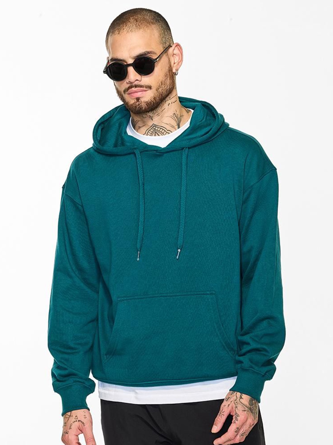 

Snitch Men Cotton Hooded Sweatshirt, Teal
