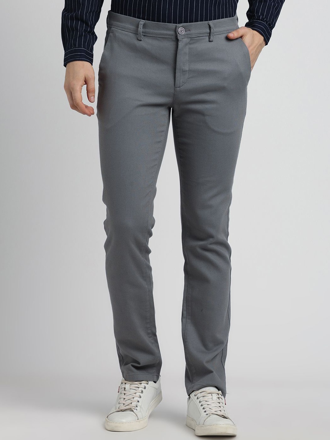 

Turtle Men Relaxed Skinny Fit Chinos Trousers, Grey