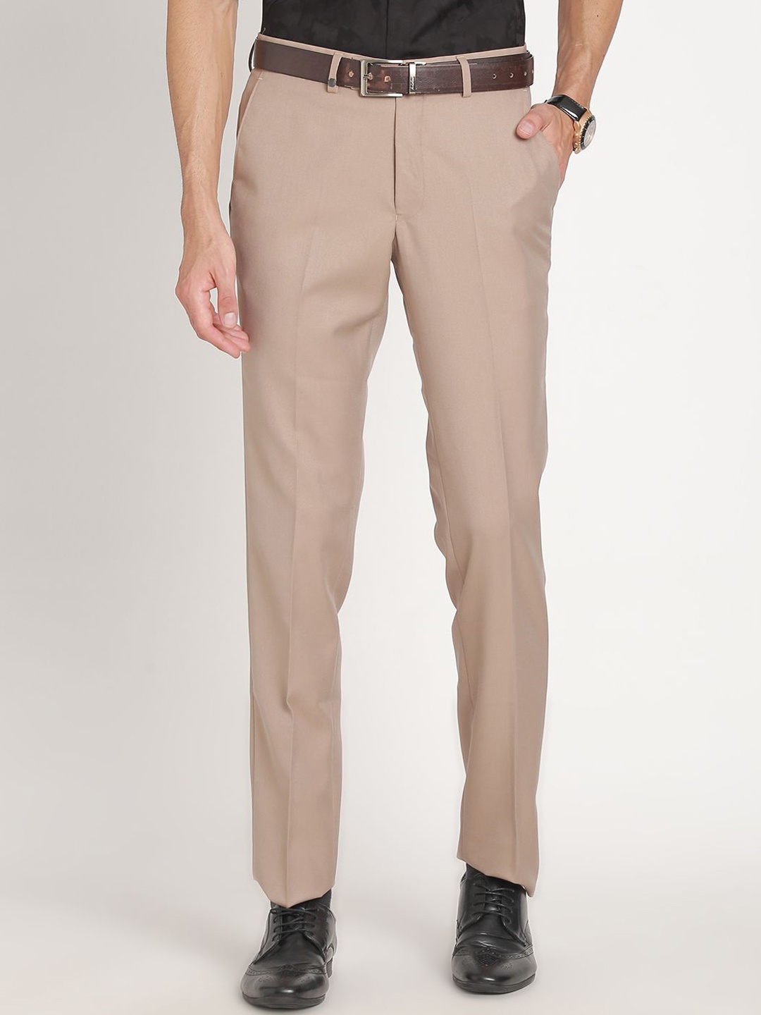 

Turtle Men Tailored Slim Fit Trousers, Beige