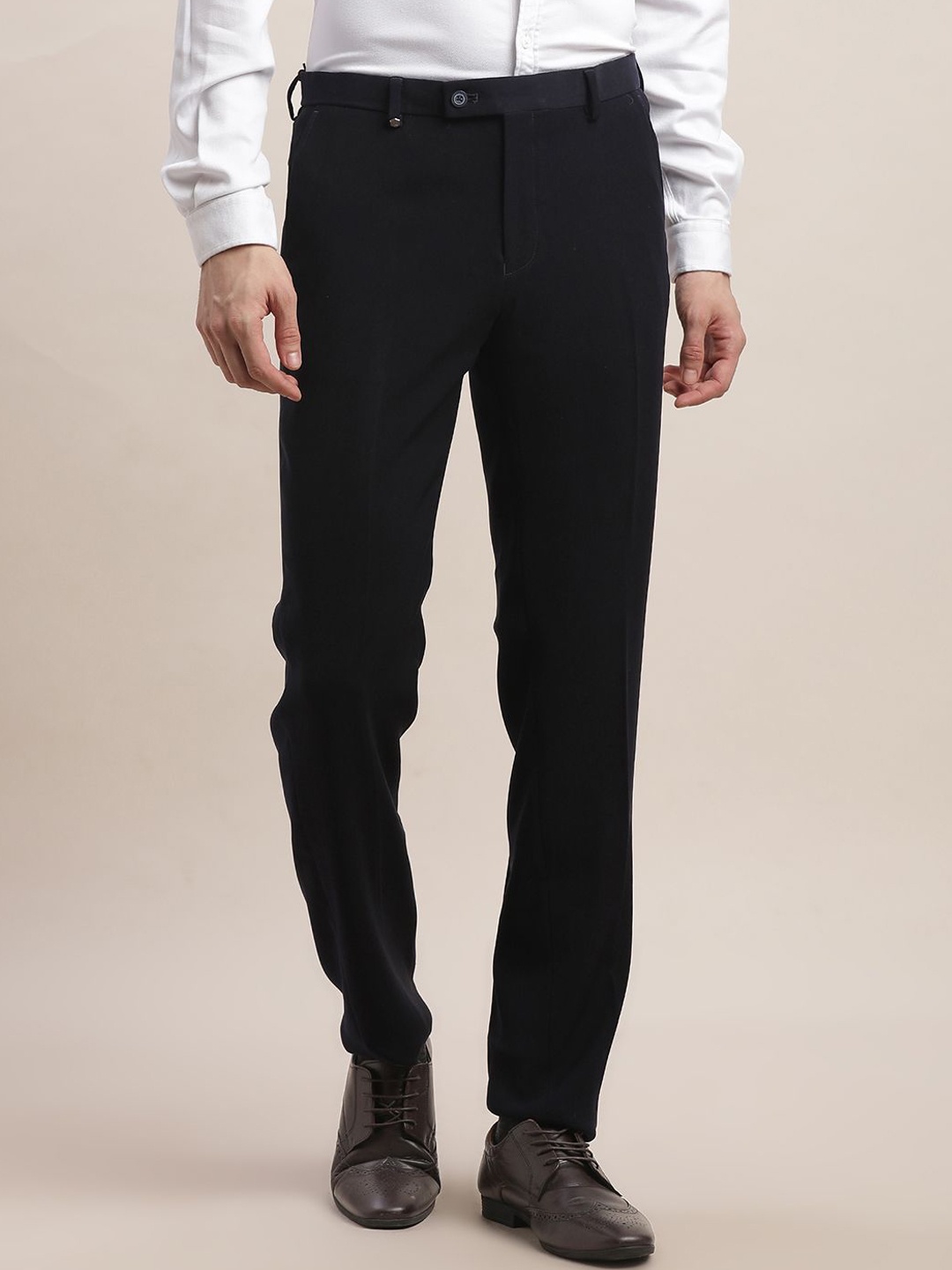 

Turtle Men Classic Slim Fit Trousers, Navy blue