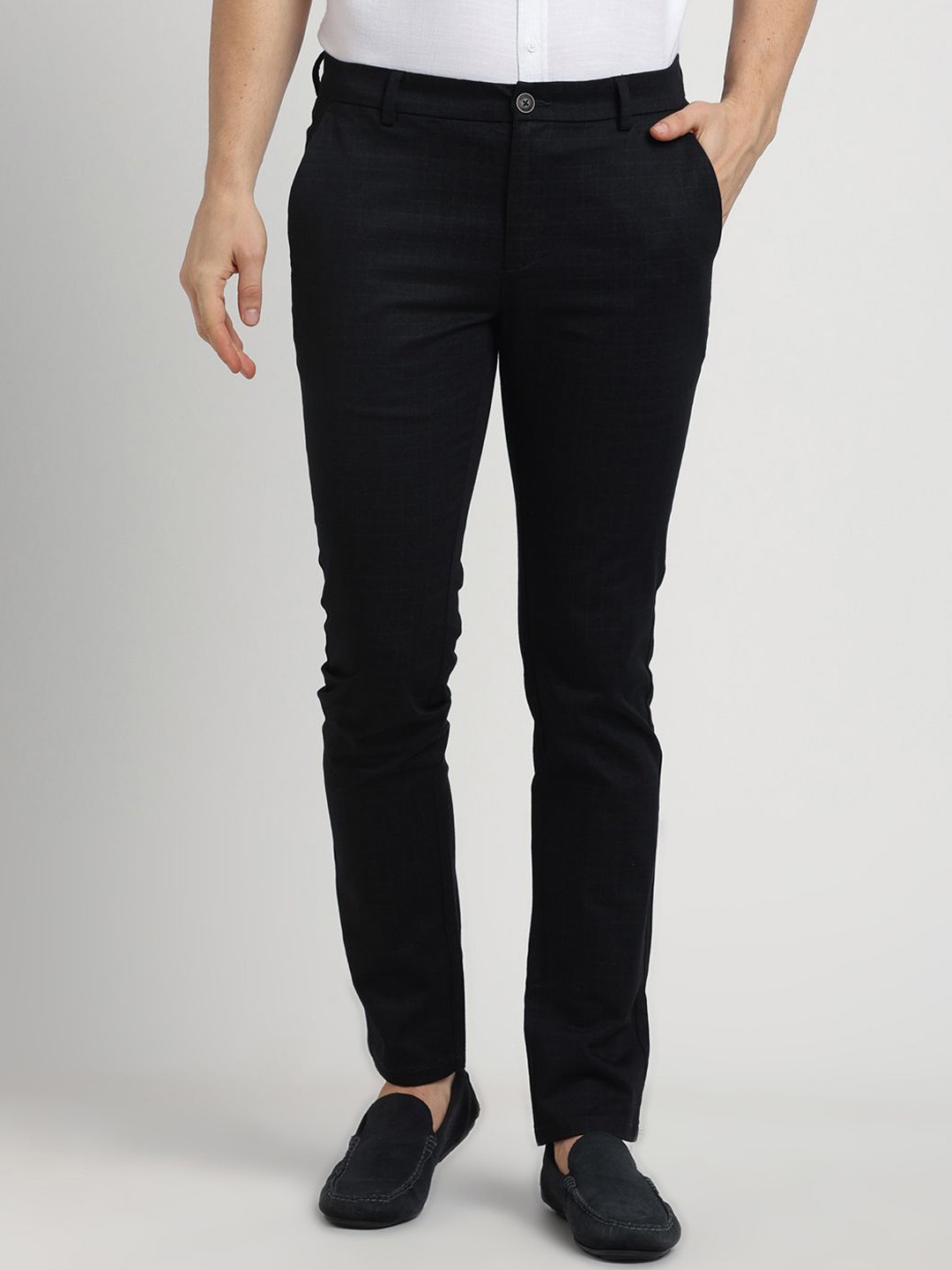 

Turtle Men Printed Relaxed Skinny Fit Chinos Trousers, Black
