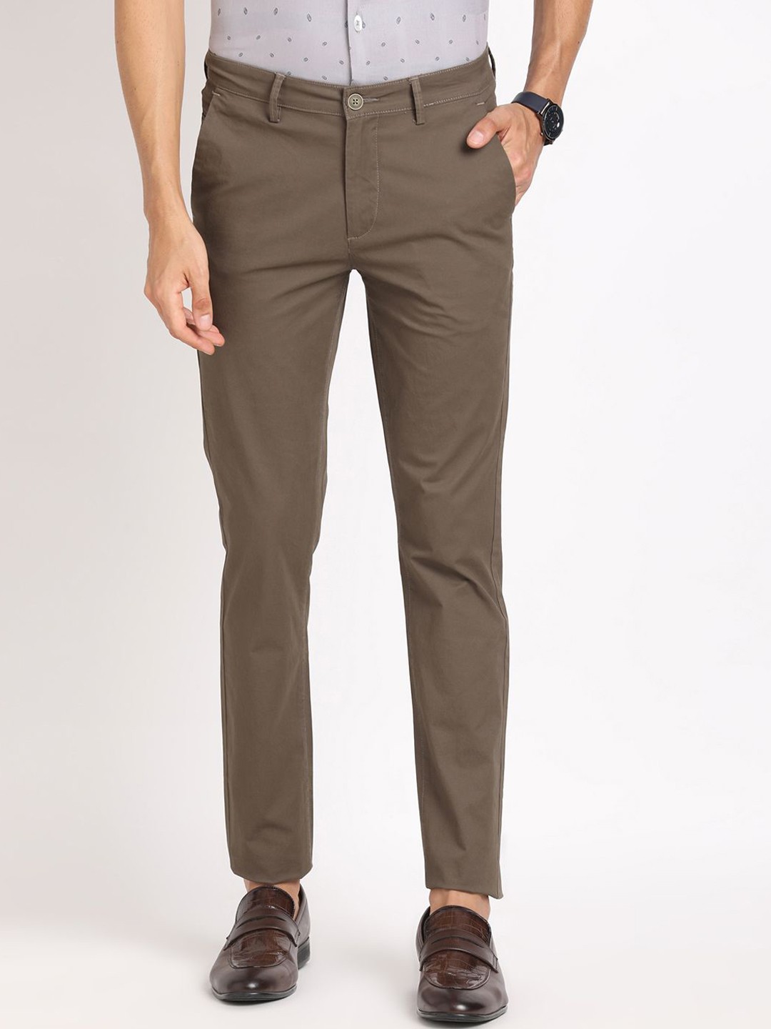 

Turtle Men Relaxed Tapered Fit Chinos Trousers, Brown