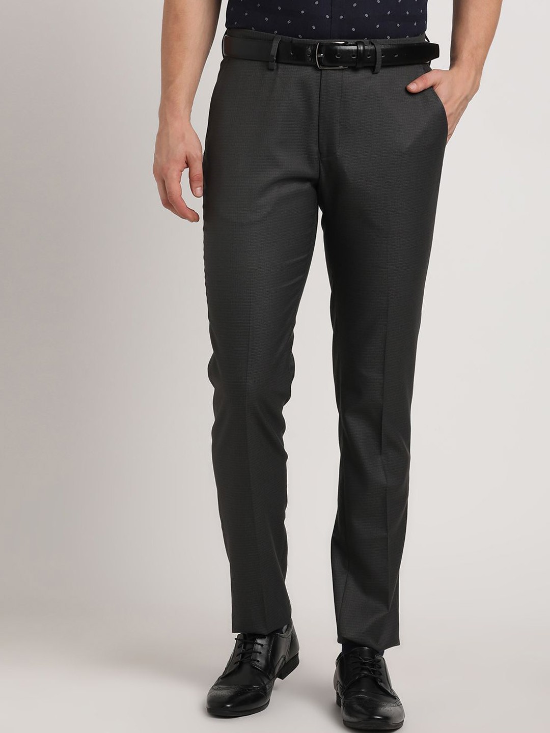 

Turtle Men Tailored Slim Fit Trousers, Charcoal