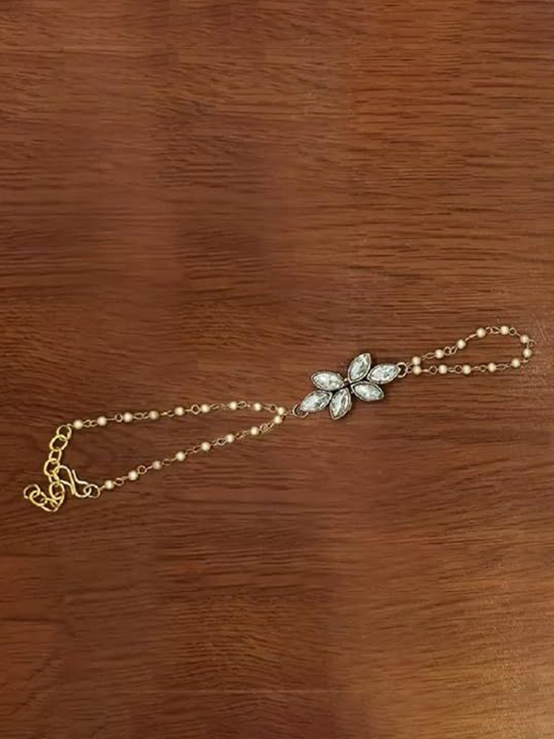 

Kezlin Gold-Plated Kundan Ring Bracelet