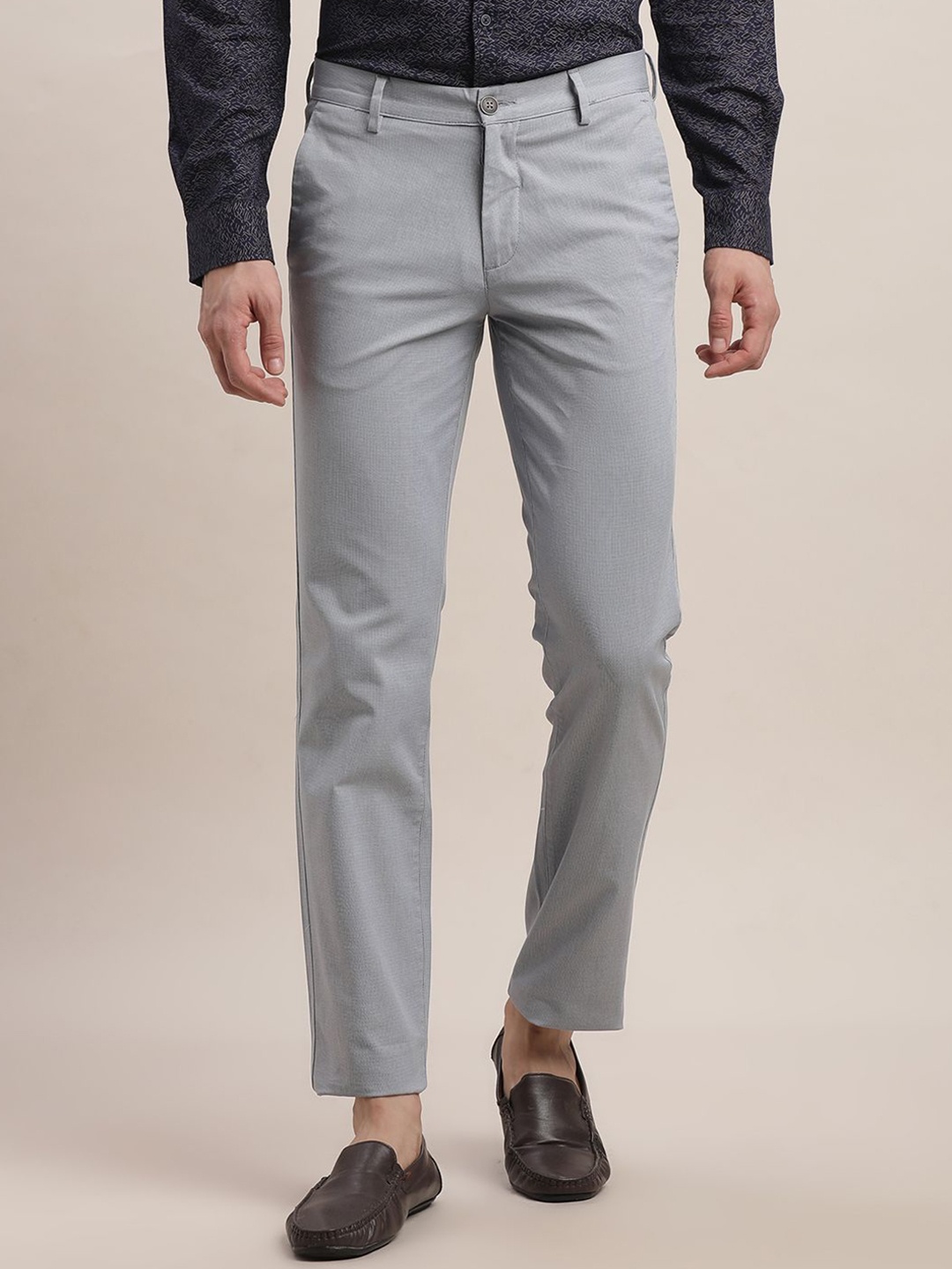 

Turtle Men Relaxed Skinny Fit Chinos Trousers, Grey