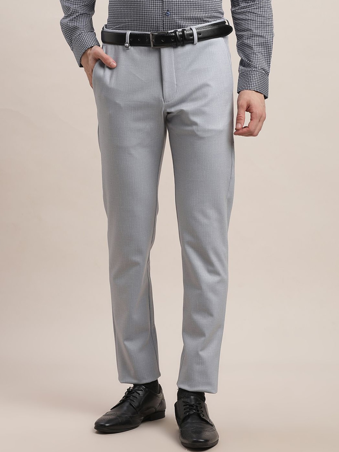 

Turtle Men Tailored Slim Fit Formal Trousers, Grey