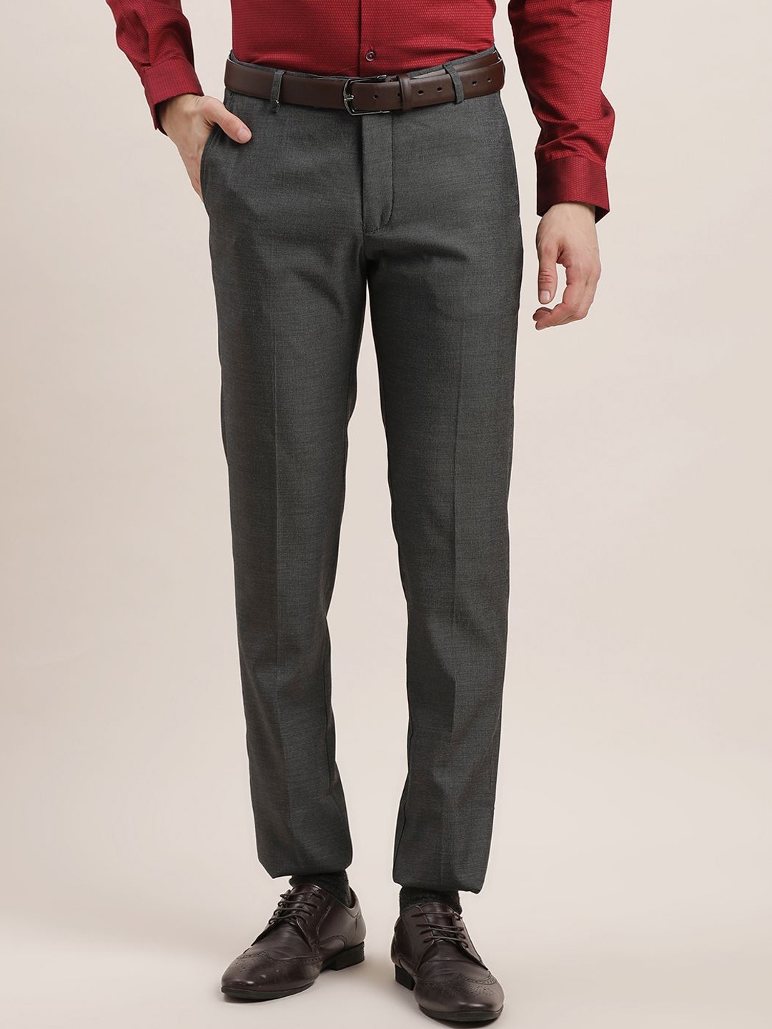 

Turtle Men Tailored Slim Fit Formal Trousers, Grey