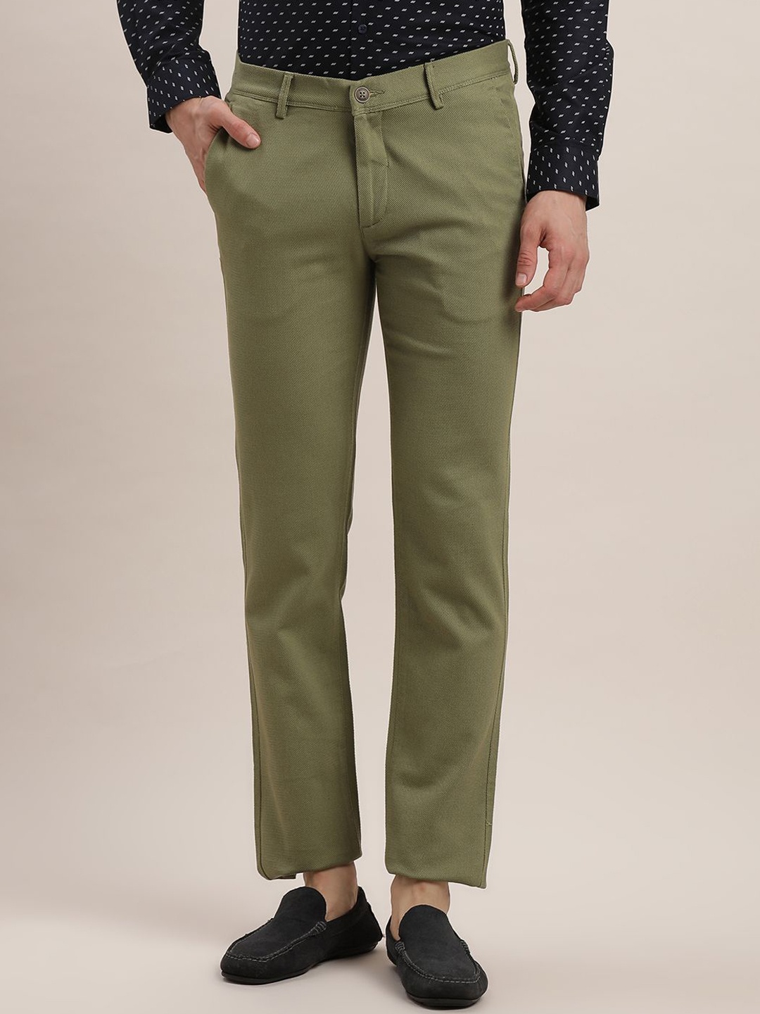 

Turtle Men Relaxed Skinny Fit Chinos Trousers, Olive