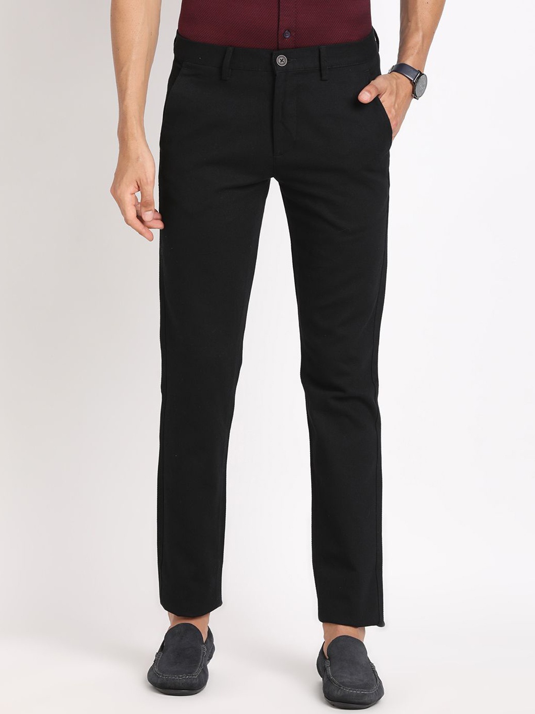 

Turtle Men Relaxed Skinny Fit Chinos Trousers, Black