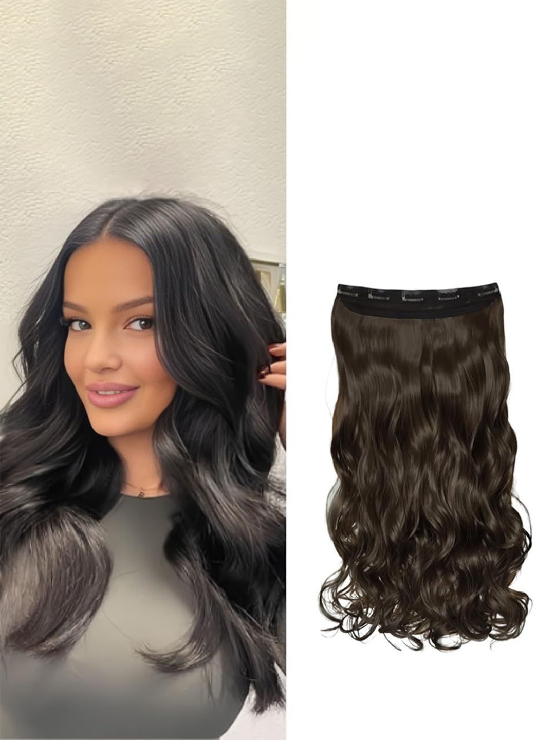 

D-Divine Clip-In Wavy Locks Hair Extension - 22 Inch - Brown