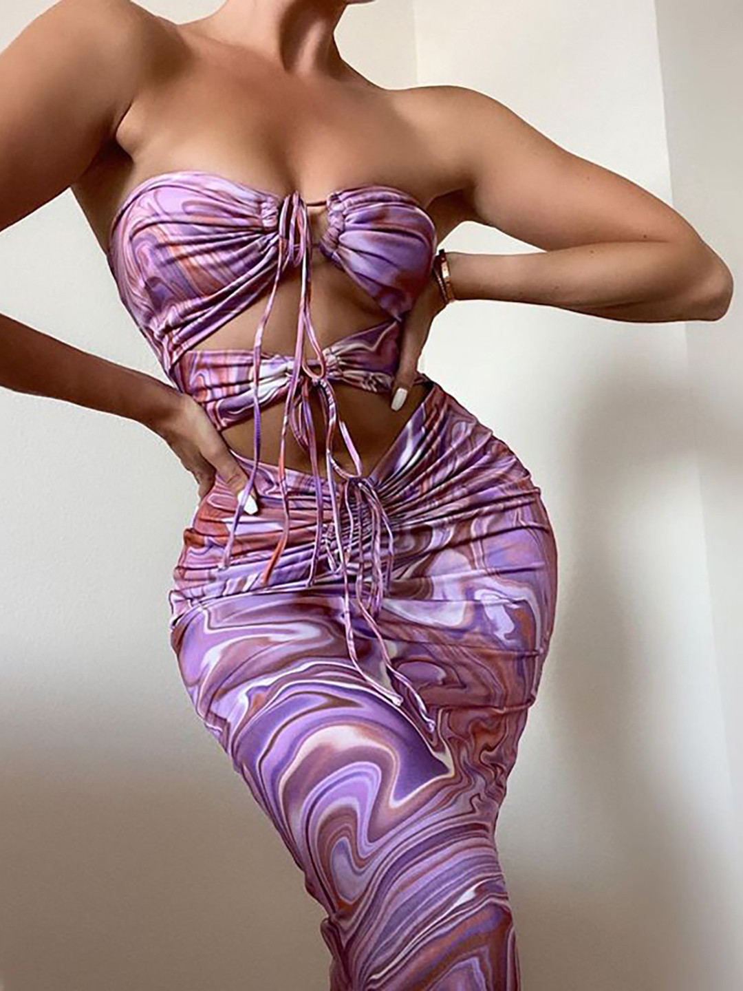 

StyleCast Women Print Off-Shoulder Bodycon Dress, Purple