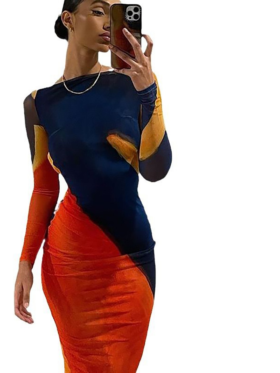 

StyleCast Colourblocked Satin Bodycon Dress, Orange