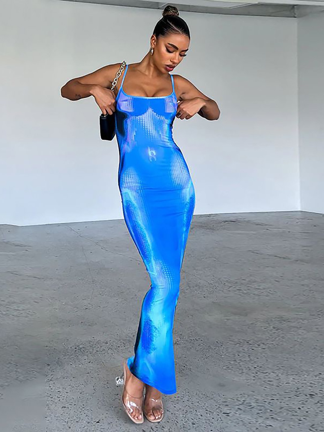 

StyleCast Printed Satin Maxi Dress, Blue