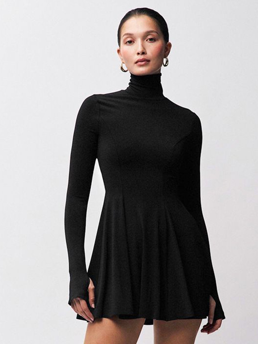 

StyleCast Women High Neck A-Line Mini Dress, Black