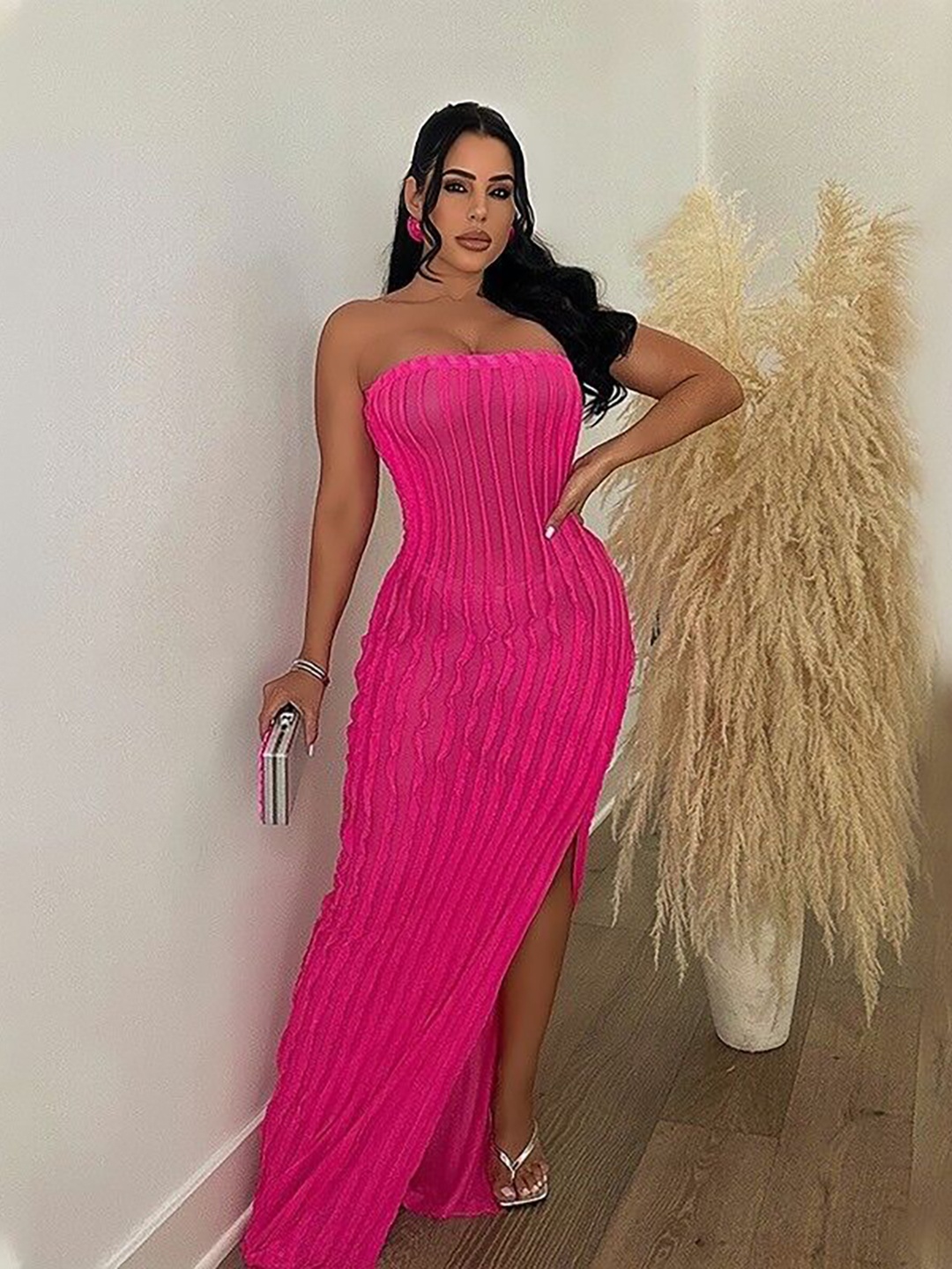 

StyleCast Women Strapless Bandeau Maxi Dress, Pink