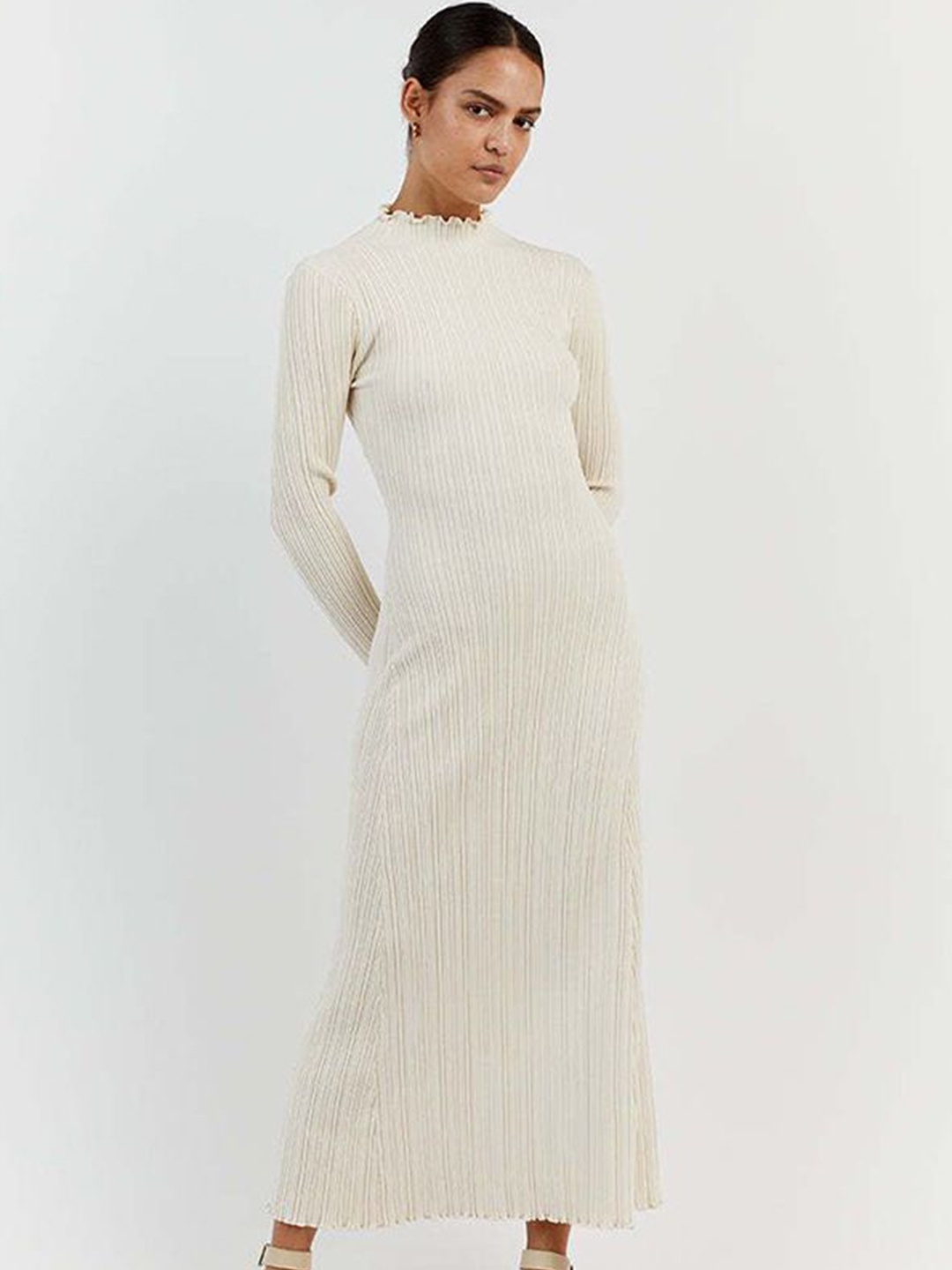 

StyleCast Women Striped Round Neck Maxi Dress, White