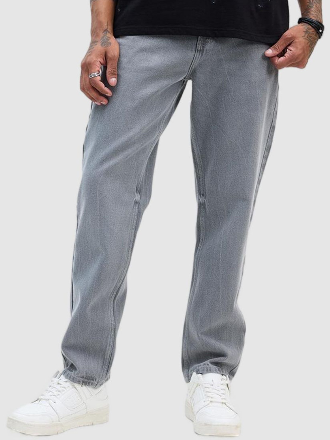 

Snitch Men Loose Relaxed Fit Stretchable Jeans, Grey