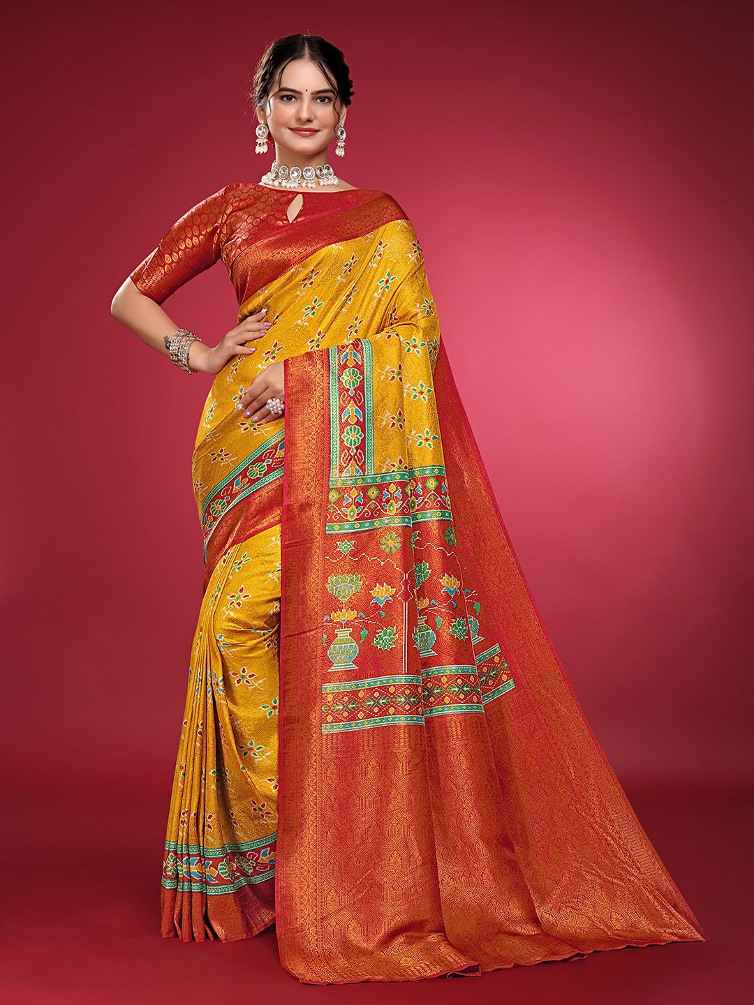 

Aagiri Woven Design Zari Pure Silk Banarasi Saree, Yellow