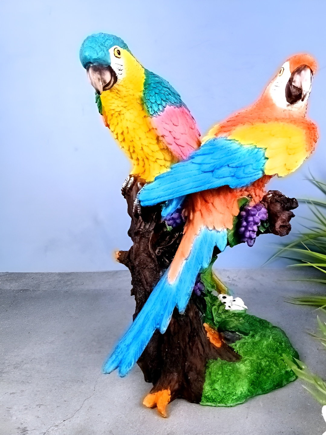 

apka mart Green & Blue Parrot Love Birds Figurine Showpiece