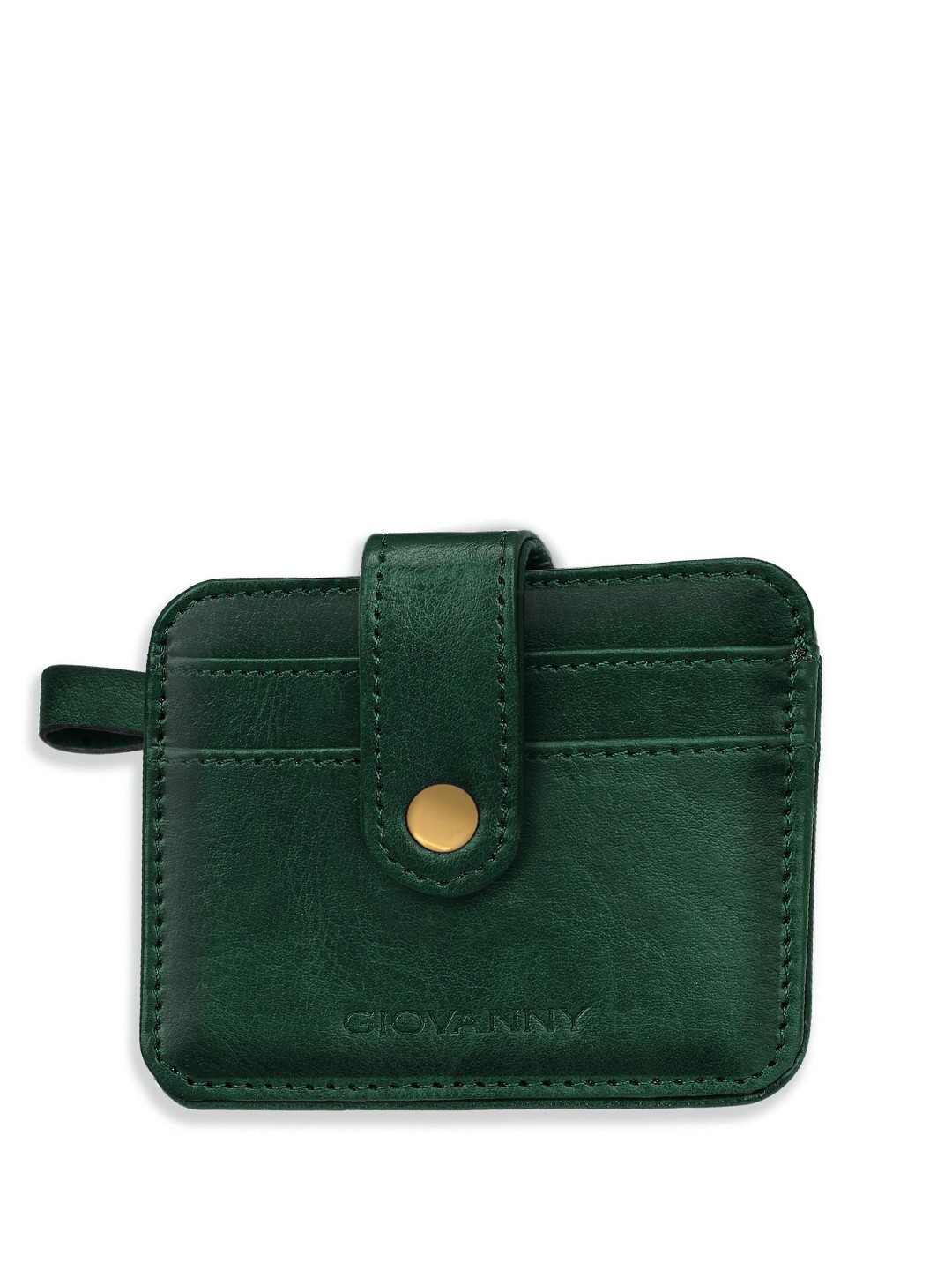

GIOVANNY Men Textured Leather Card Holder, Green