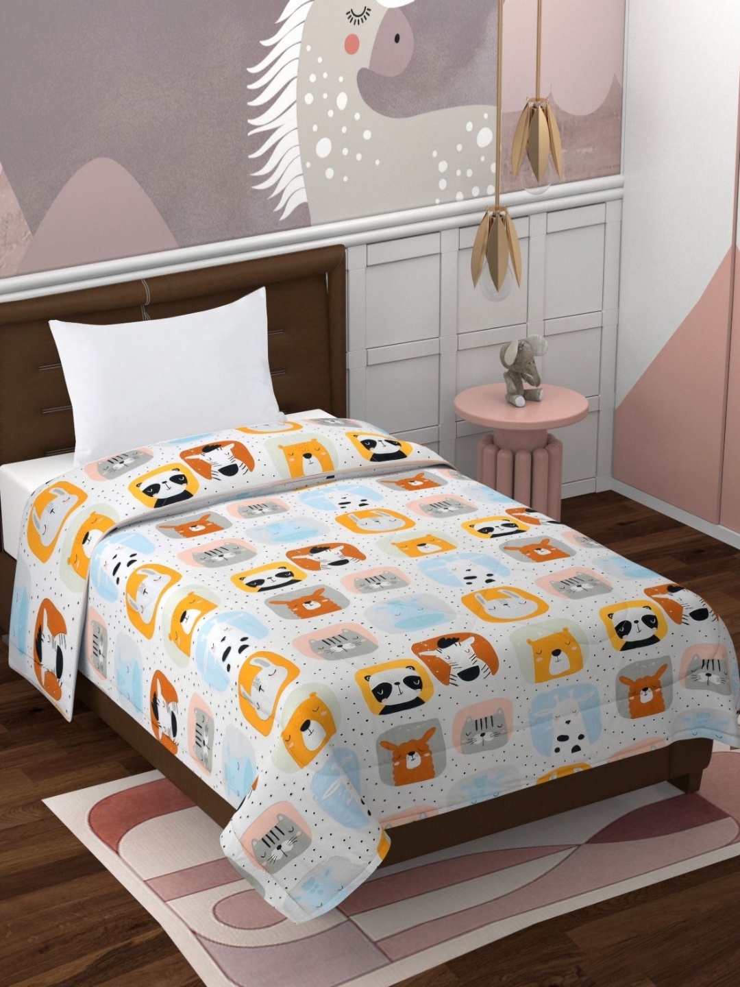 

Florida Giggles Grey & Blue Cartoon Characters Microfiber 500 GSM Single Bed Comforter