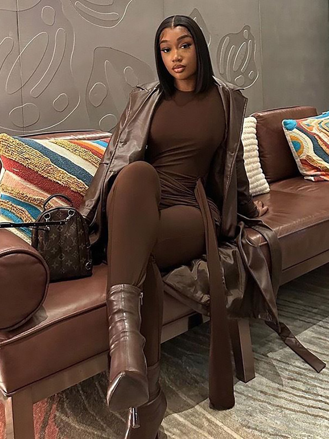 

StyleCast Women Long Sleeves Basic Jumpsuit, Brown