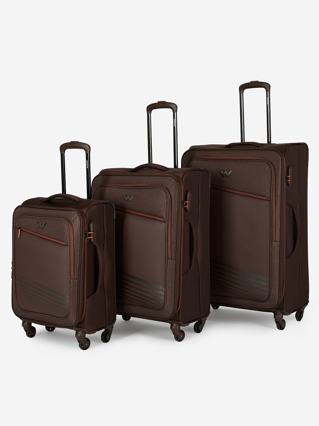 

Wildcraft Unisex Crux_Trolley Set of 3 Trolley Suitcases - Cabin, Medium & Large, Brown