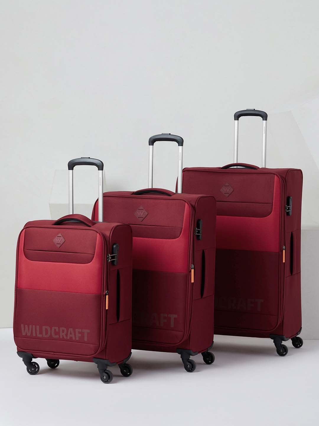 

Wildcraft Unisex Capri Set of 3 Trolley Suitcases - Cabin, Medium & Large, Red