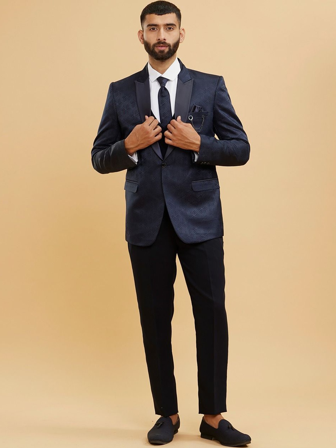 

Twamev Men Tailored-Fit Single-Breasted Five-Piece Suit, Blue