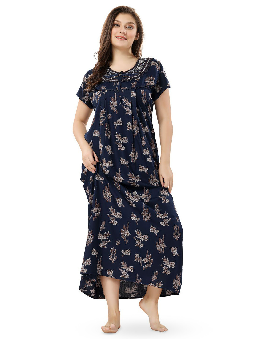 

Soulemo Women Striped Nightdress, Blue