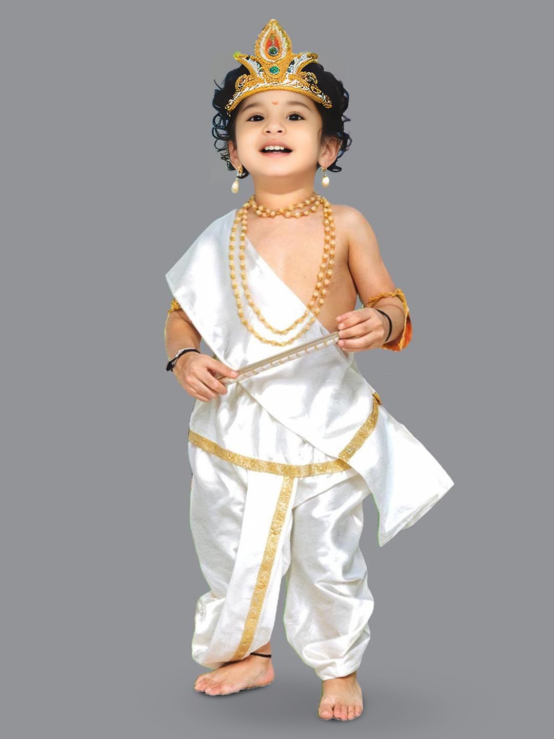 

Born Babies Unisex Kids Krishna Dress Top with Dhoti Pants, White