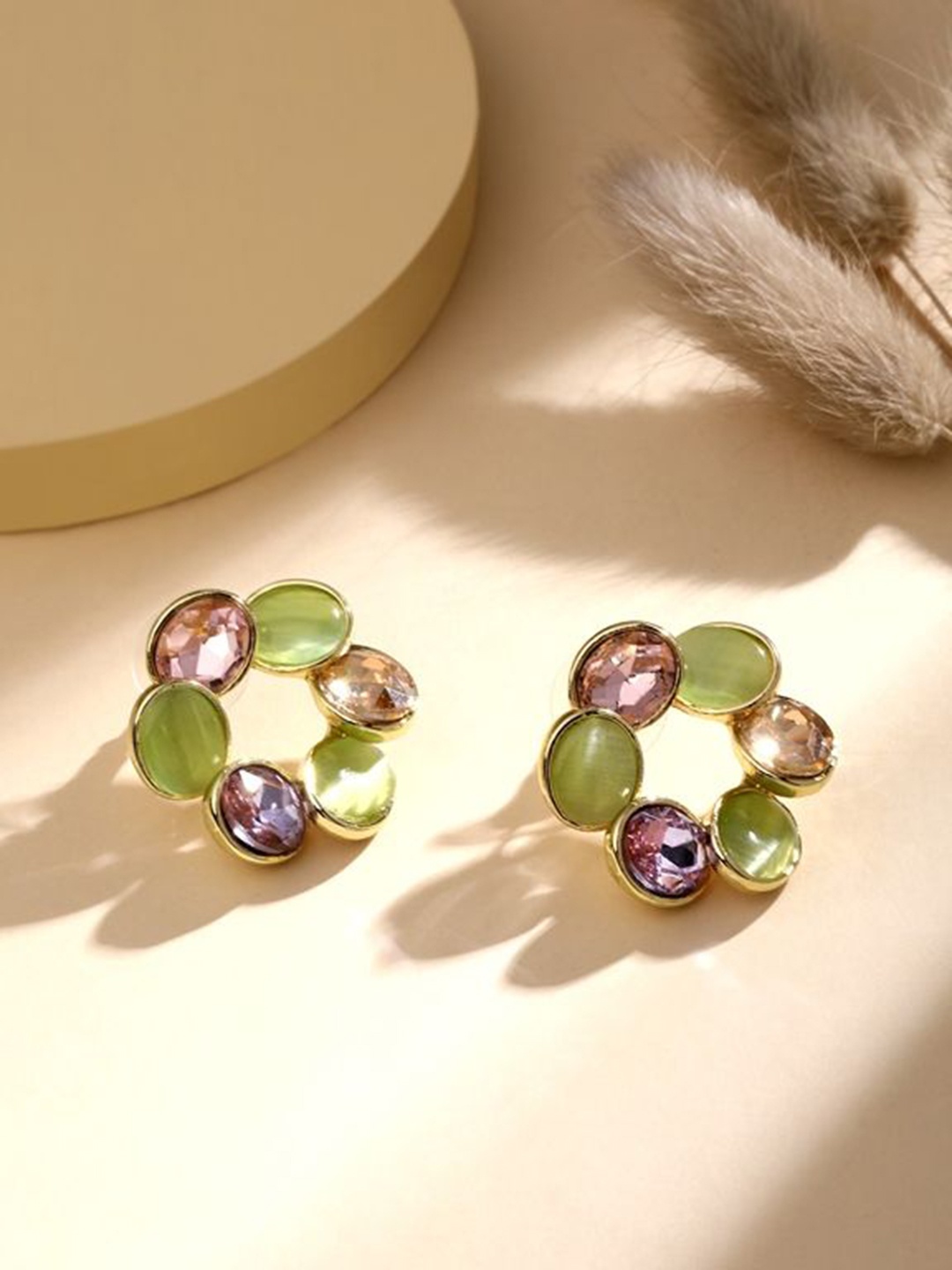 

Cierra Gold-Plated Crystals Oval Shaped Studs